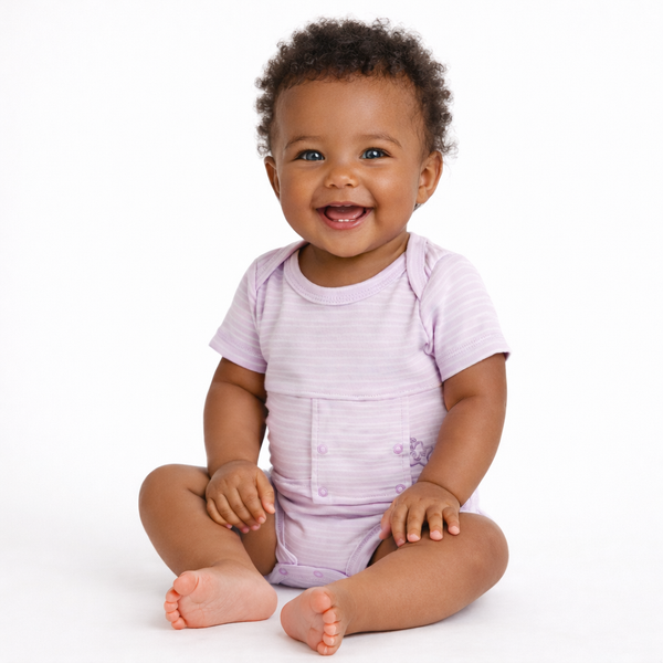 Lavender and White Two Pack Feeding tube Onesie