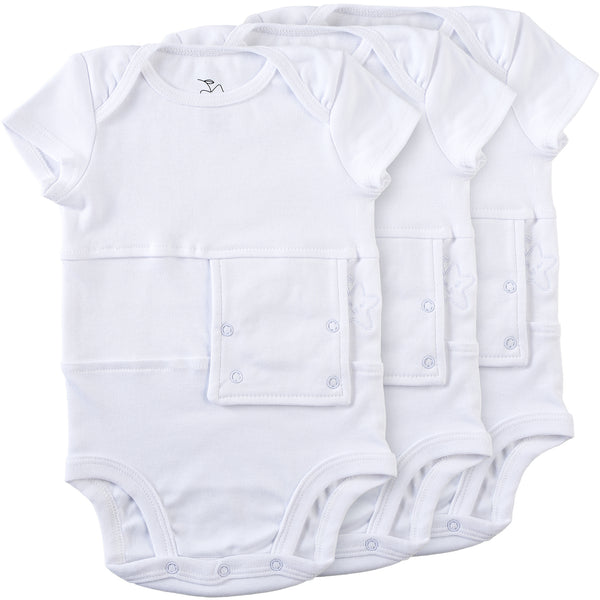 All White Feeding Tube Onesie (three pack)  Buy More and Save