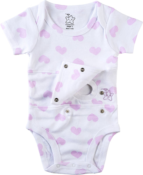 Lavender and White Two Pack Feeding tube Onesie