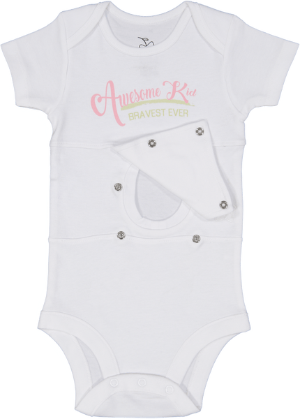 Awesome Kid Pink/Green Feeding Tube Onesie